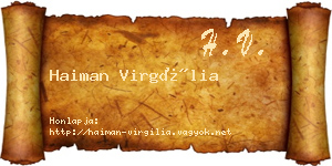 Haiman Virgília névjegykártya